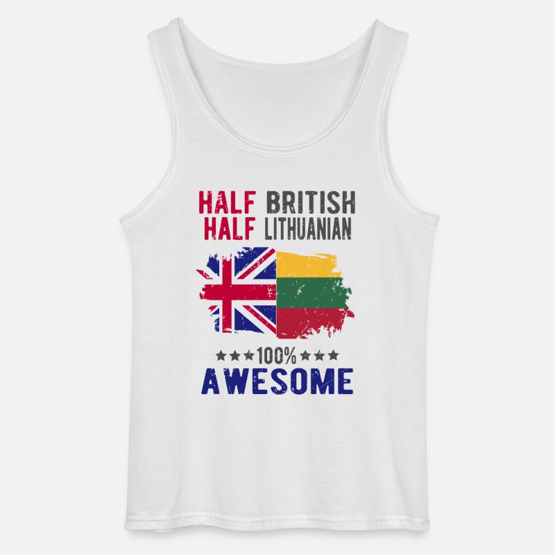 Halb Brite Halb Litauer - Gildan Männer Tank Top - Weiß