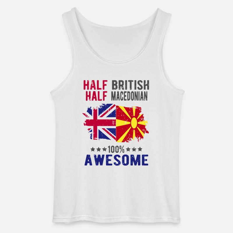 Halb Brite Halb Makedonier - Gildan Männer Tank Top - Weiß