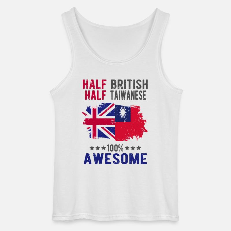 Halb Brite Halb Taiwaner - Gildan Männer Tank Top - Weiß