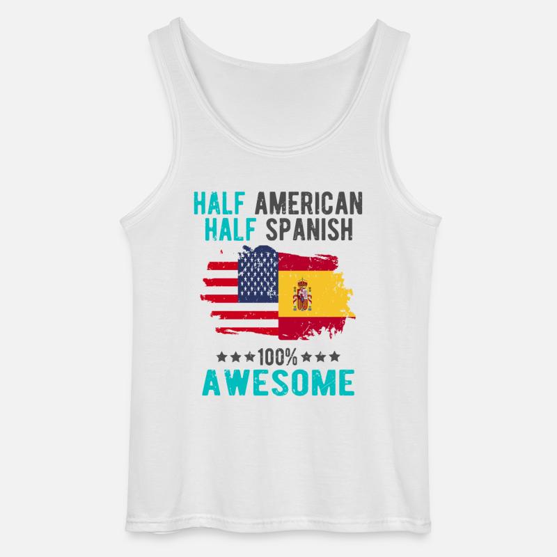 Halb Amerikaner Halb Spanier - Gildan Männer Tank Top - Weiß