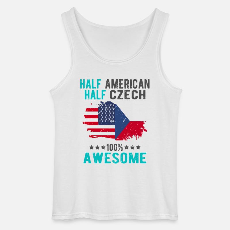 Halb Amerikaner Halb Tscheche - Gildan Männer Tank Top - Weiß