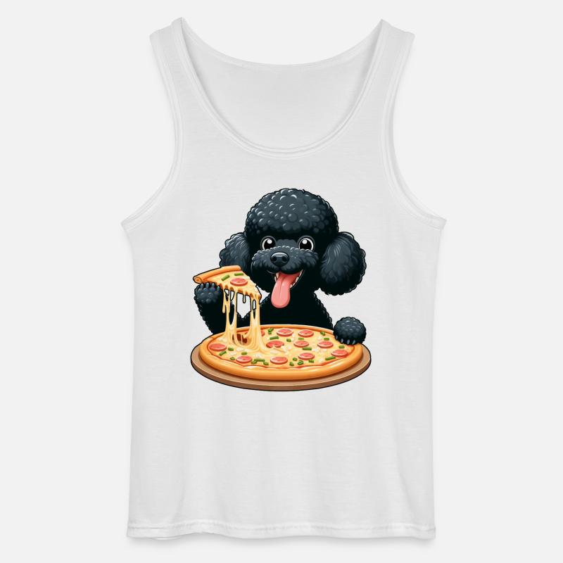 Comic Pudel mit Pizza - Gildan Männer Tank Top - Weiß