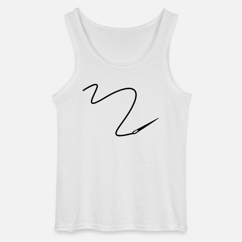 Needle with thread - Gildan Men’s Tank Top - white