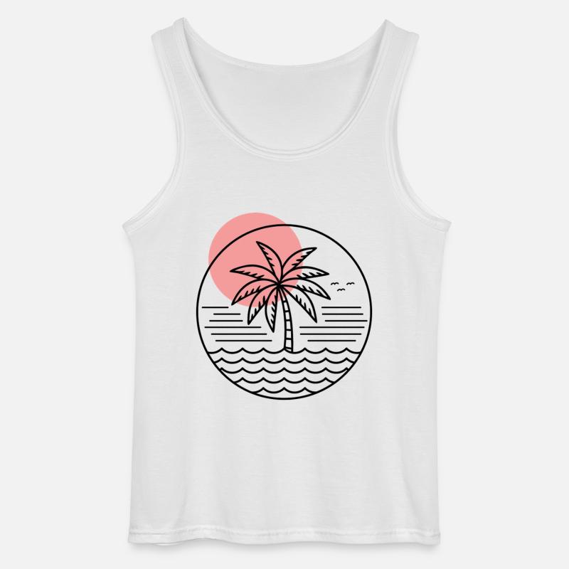 Palm Tree Circle - Gildan Men’s Tank Top - white