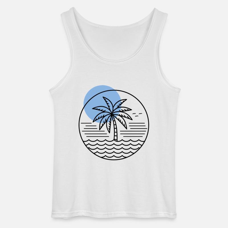 Palm Tree Circle - Gildan Men’s Tank Top - white