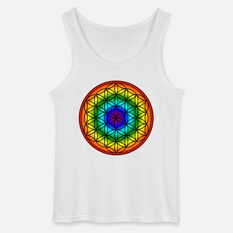 Blume des Lebens - Regenbogen - Gildan Männer Tank Top - Weiß