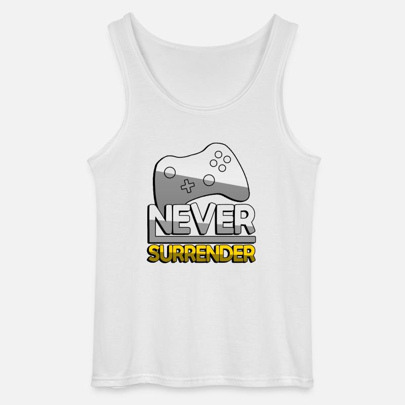 NEVER SURRENDER (Gelb) + Controller - Gaming - Gildan Männer Tank Top - Weiß