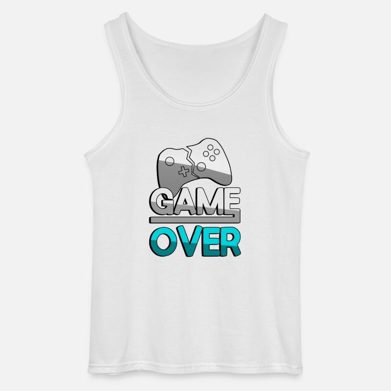 GAME OVER (Türkis) + Controller - Gaming - Gildan Männer Tank Top - Weiß
