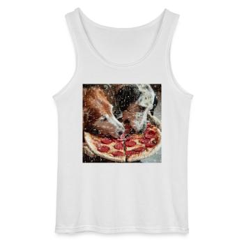 Deux chiens mangeant de la pizza salami - Débardeur Gildan Homme - blanc - Devant - AI Model Male 185 dark (185cm)