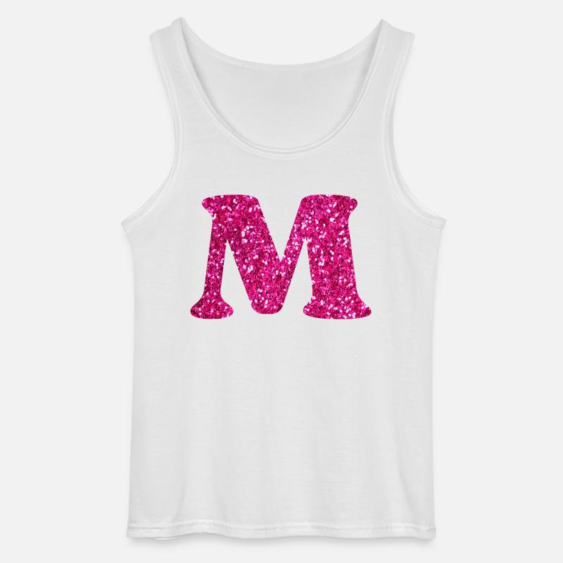 Buchstabe M Rosa Glitzer - Gildan Männer Tank Top - Weiß