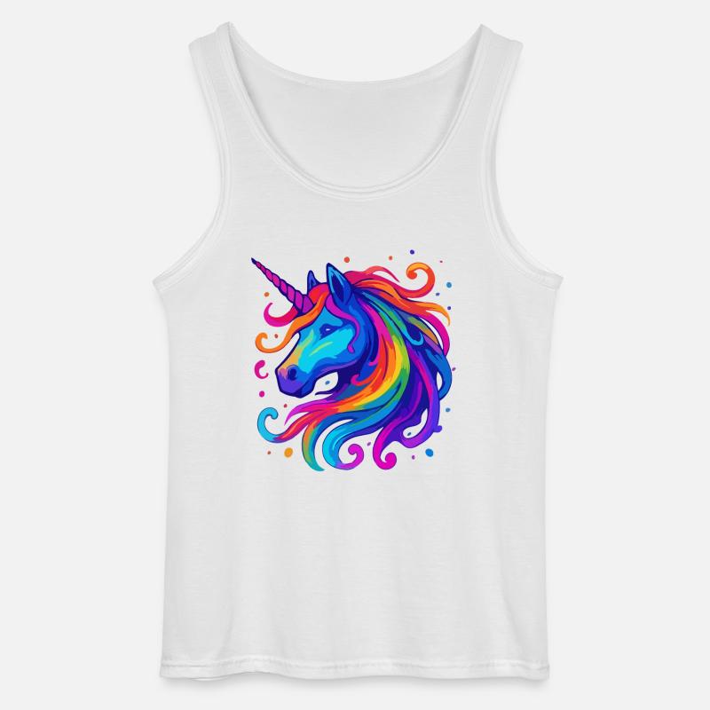 Regenbogen Einhorn - Gildan Männer Tank Top - Weiß