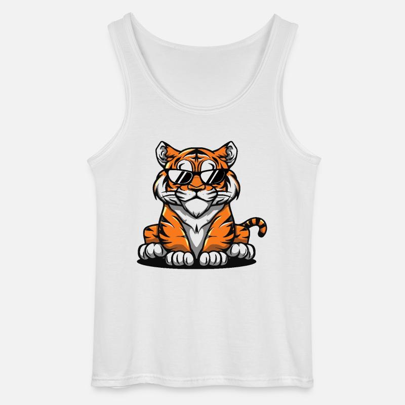 Tiger Cool Comic - Gildan Männer Tank Top - Weiß
