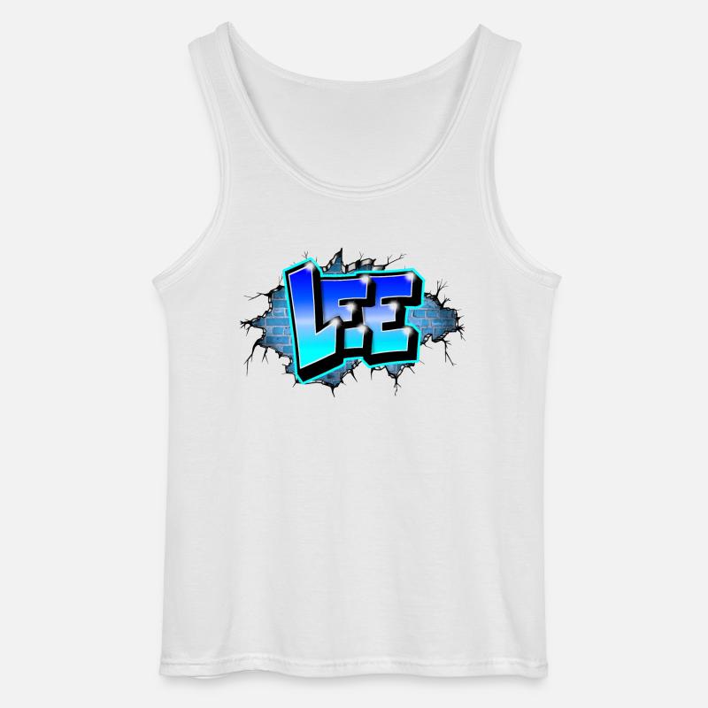 Graffiti LEE Blue Brick Risse - Gildan Männer Tank Top - Weiß