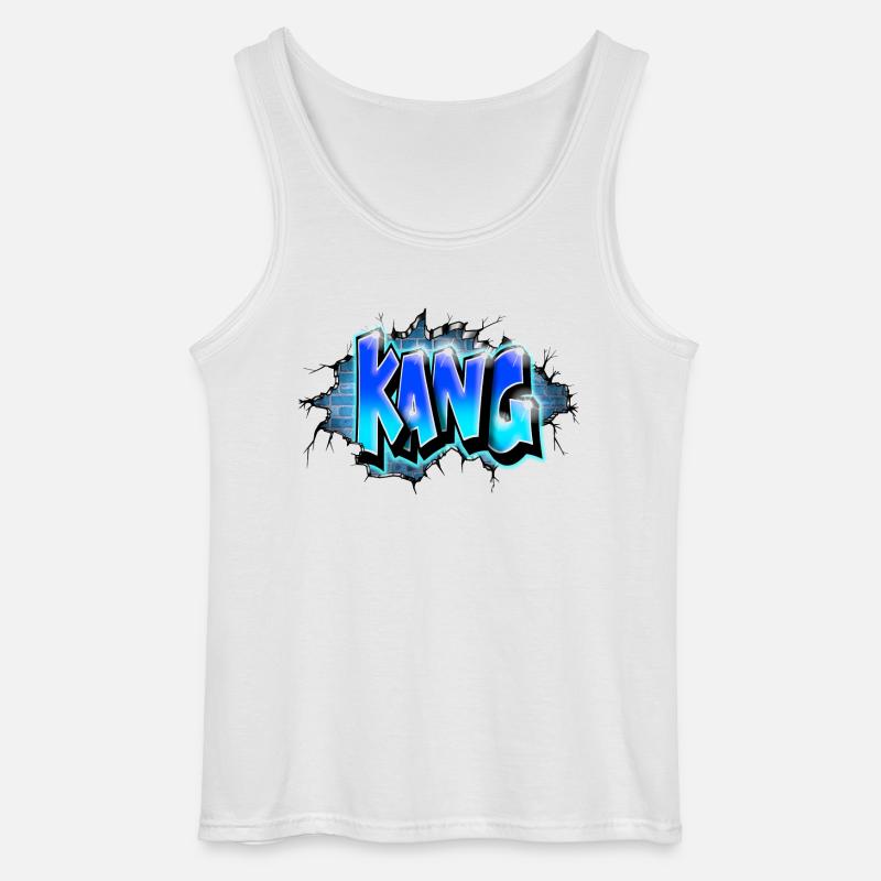 KANG GRAFFITI NAME PRINT Blau - Gildan Männer Tank Top - Weiß