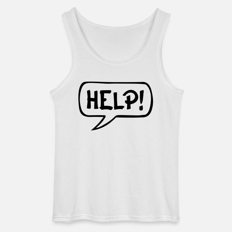 Comic Speech Bubble HELP - Gildan Men’s Tank Top - white