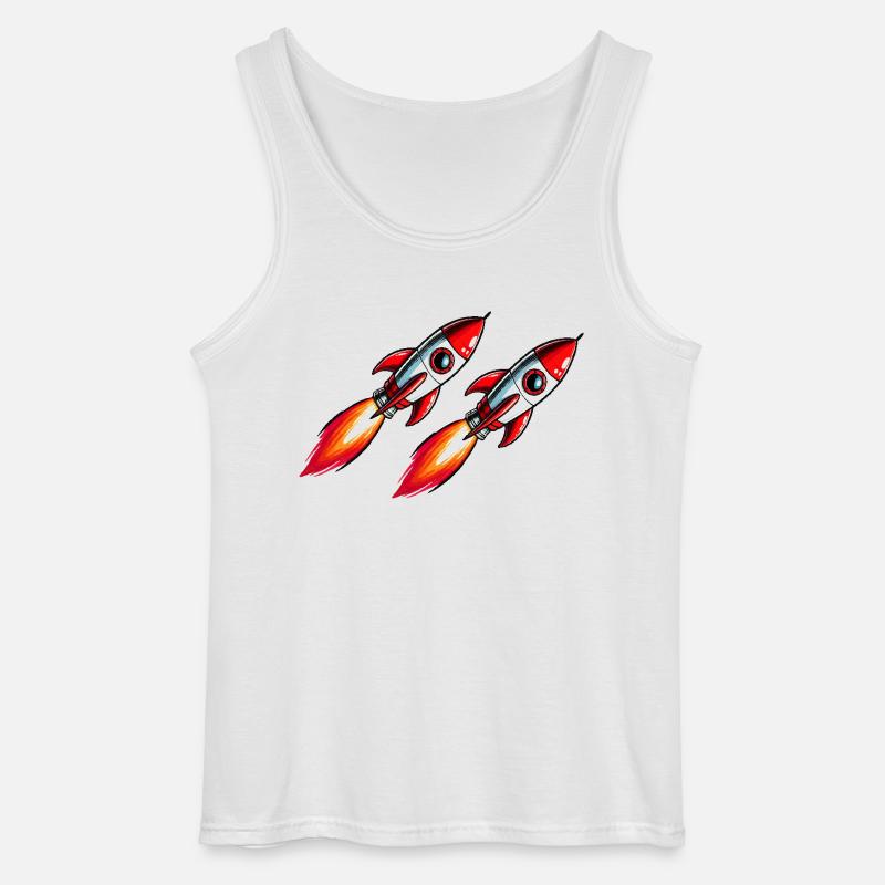 Rakete Comic - Gildan Männer Tank Top - Weiß