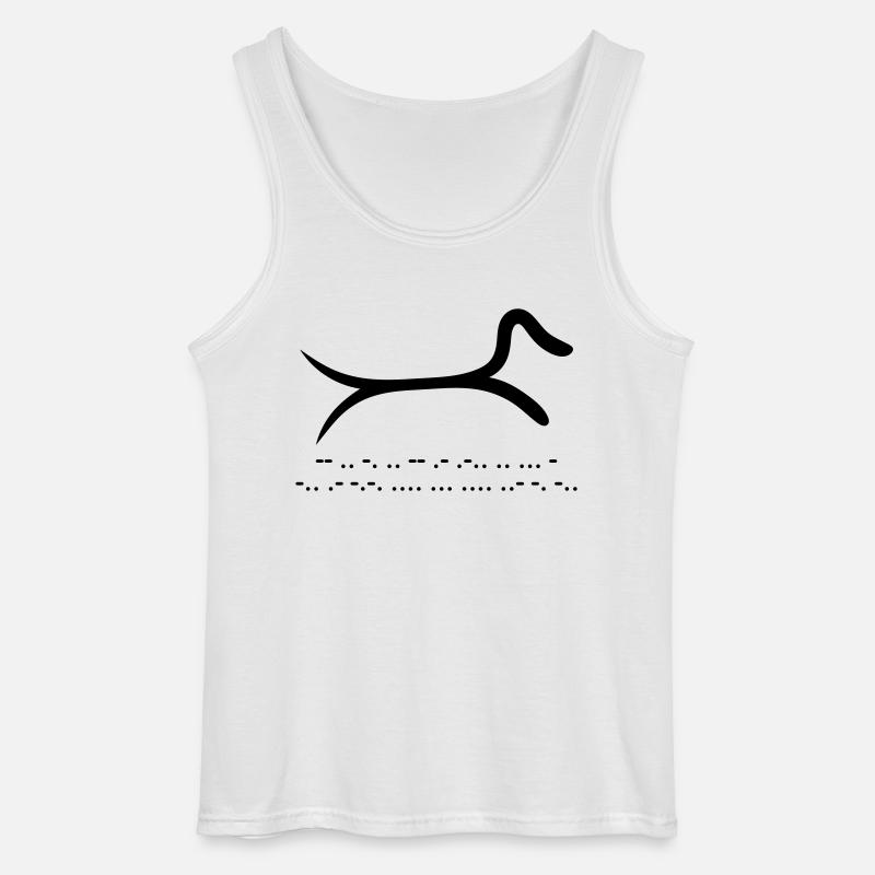 Dachshund with morse code - Gildan Men’s Tank Top - white