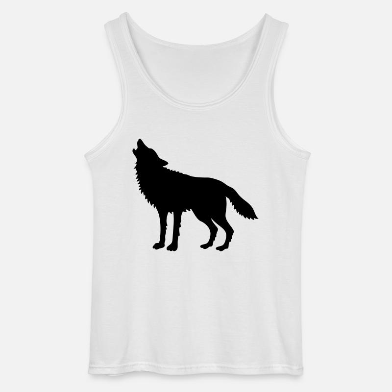 Heulender Wolf (Silhouette) - Gildan Männer Tank Top - Weiß