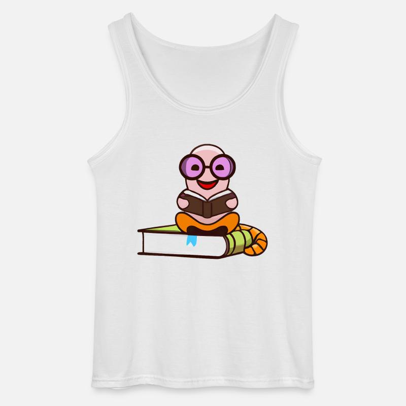 Nerd Bücherwurm liest Bücher - Gildan Männer Tank Top - Weiß