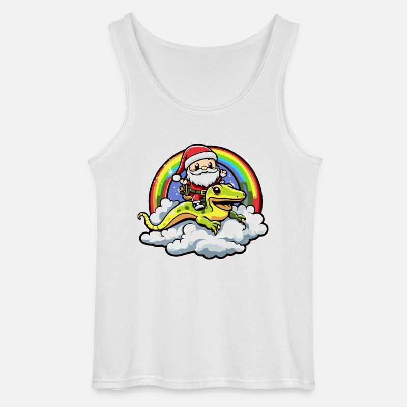 Echse Weihnachtsmann Regenbogen - Gildan Männer Tank Top - Weiß