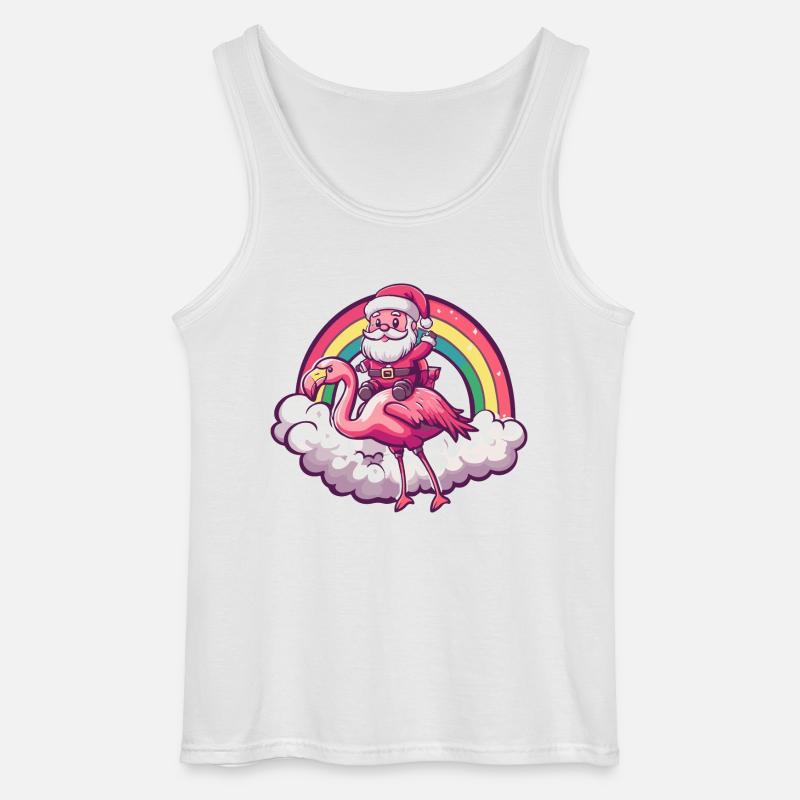 Flamingo Weihnachtsmann Regenbogen - Gildan Männer Tank Top - Weiß