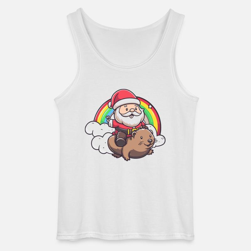 Biber Weihnachtsmann Regenbogen - Gildan Männer Tank Top - Weiß