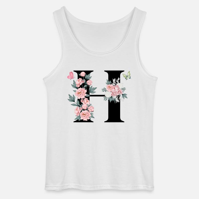 Buchstabe h rosa Blumen - Gildan Männer Tank Top - Weiß