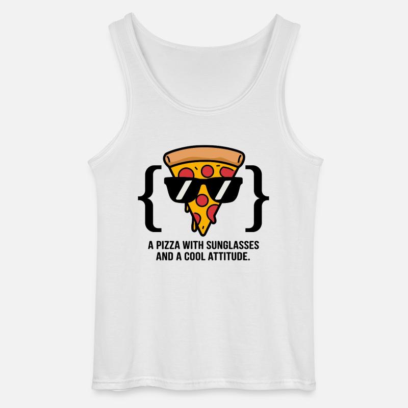 Coole Pizza Slice Sonnenbrille - Gildan Männer Tank Top - Weiß