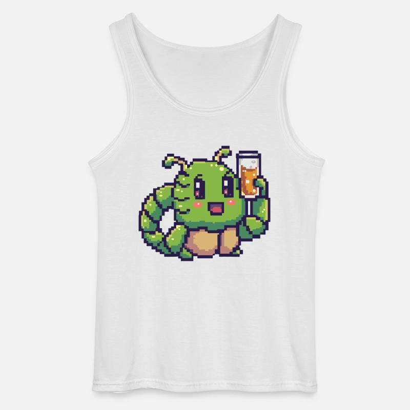 Wurm Pixel Bier - Gildan Männer Tank Top - Weiß