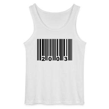 2003 - Gildan Men’s Tank Top - white - Front - AI Model Male 185 dark (185cm)