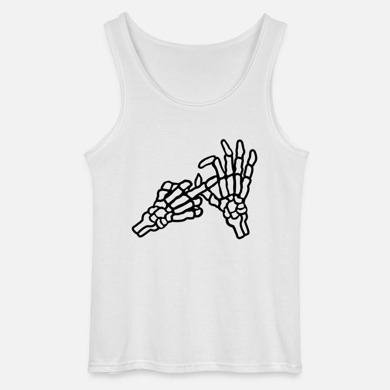 Mittelfinger Loch Geste Skelett - Gildan Männer Tank Top - Weiß