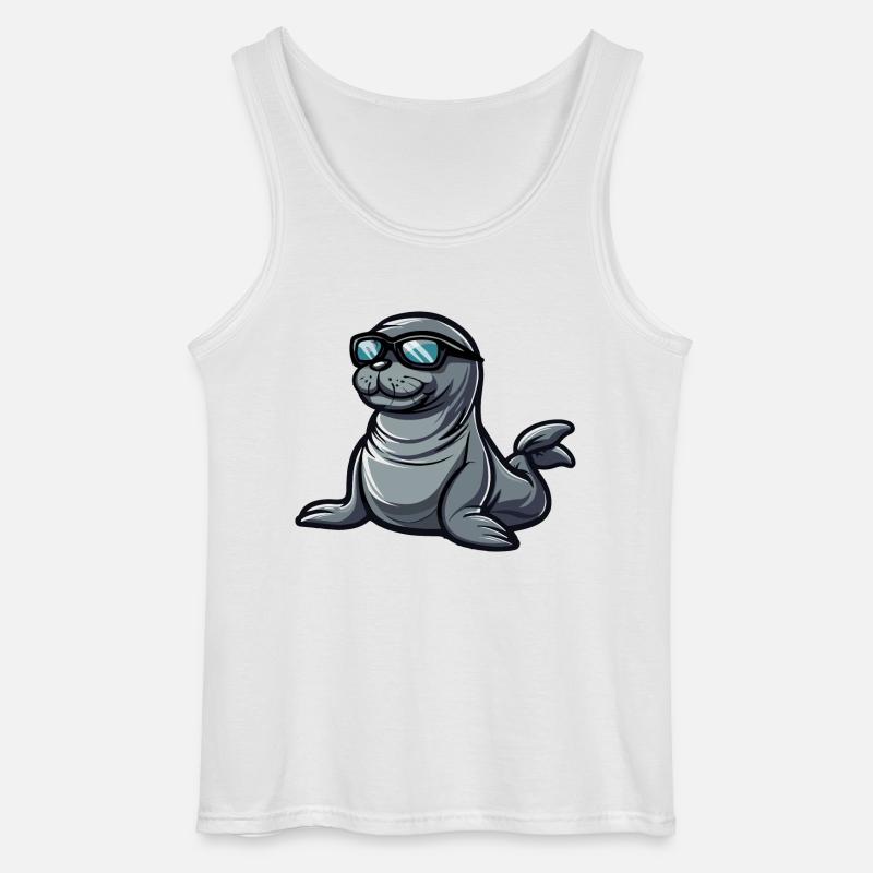 Robbe Tier Comic Cool - Gildan Männer Tank Top - Weiß