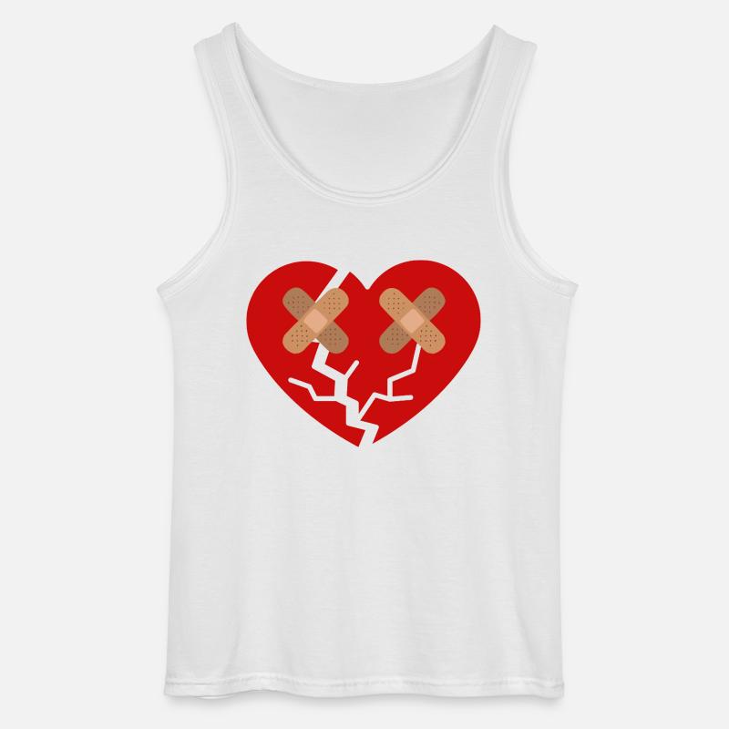 Gebrochenes Herz mit Pflaster - Gildan Männer Tank Top - Weiß