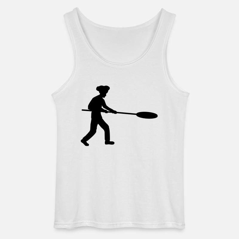 Pizzaschieber Pizzabäcker Silhouette - Gildan Männer Tank Top - Weiß