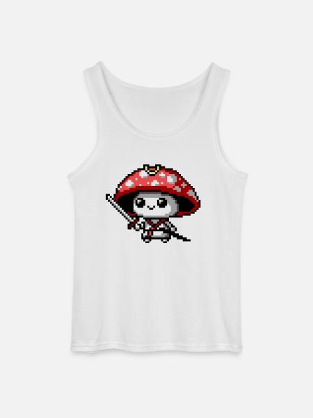 8bit Mushroom Samurai - Gildan Men’s Tank Top - white
