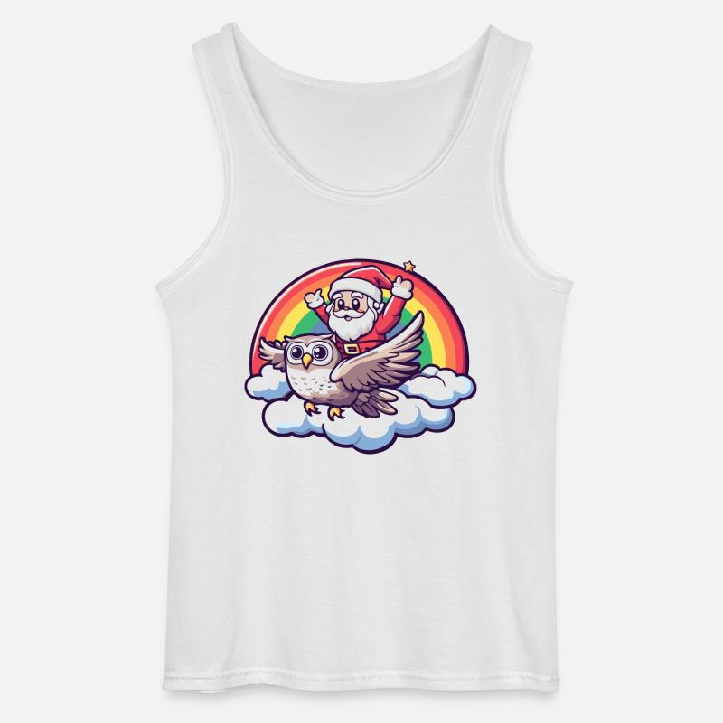 Eule Weihnachtsmann Regenbogen - Gildan Männer Tank Top - Weiß