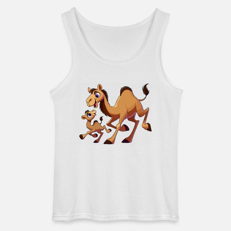 Kamelmutter mit herumtollendem Kind - Gildan Männer Tank Top - Weiß