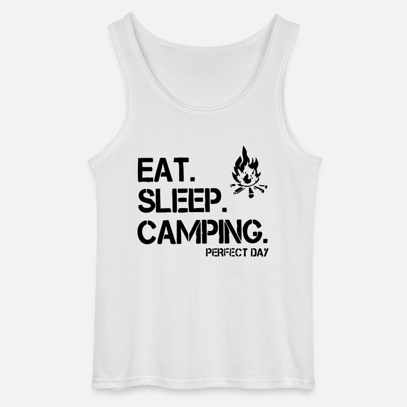 Essen, Schlafen, Camping - Gildan Männer Tank Top - Weiß