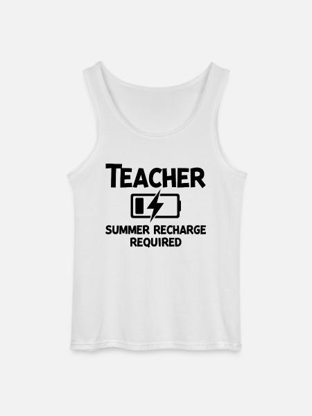 Teacher Summer Recharge Required - Gildan Men’s Tank Top - white