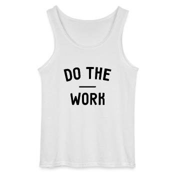 Do the Work - Mache die Arbeit - Gildan Men’s Tank Top - white - Front - AI Model Male 185 dark (185cm)
