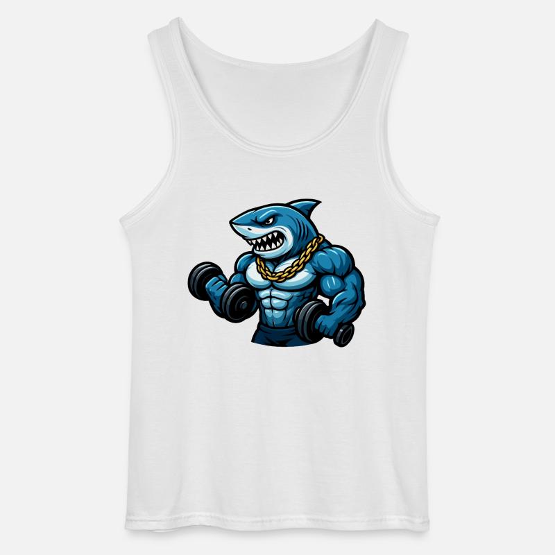 hai bodybuilder comic - Gildan Männer Tank Top - Weiß