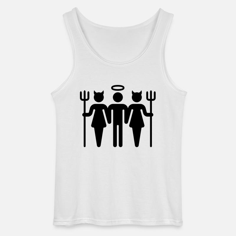 Devil-Cherub-Devil / Teufel-Engel-Teufel (M) - Gildan Men’s Tank Top - white