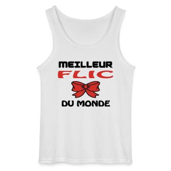 MEILLEUR FLIC DU MONDE - Débardeur Gildan Homme - blanc - Devant - AI Model Male 185 dark (185cm)