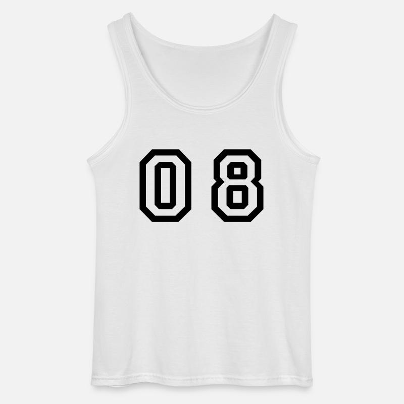 number - 08 - zero eight - Gildan Men’s Tank Top - white