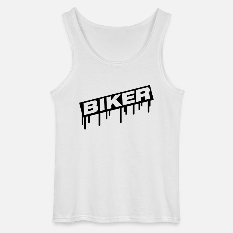 biker_logo_grunge_fa1 - Gildan Männer Tank Top - Weiß
