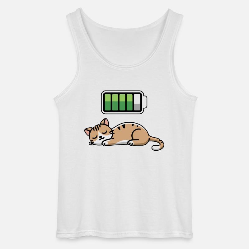 Cat Sleeping Recharging Night Bedtime - Gildan Männer Tank Top - Weiß