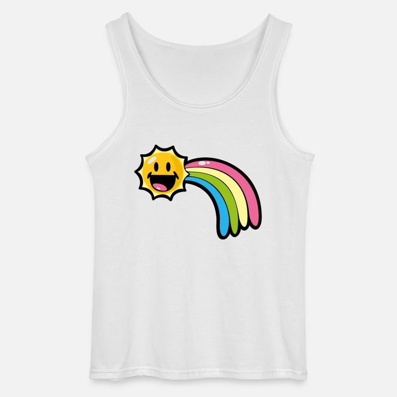 Smiley Kawaii sol og regnbue - Gildan tanktop til mænd - hvid