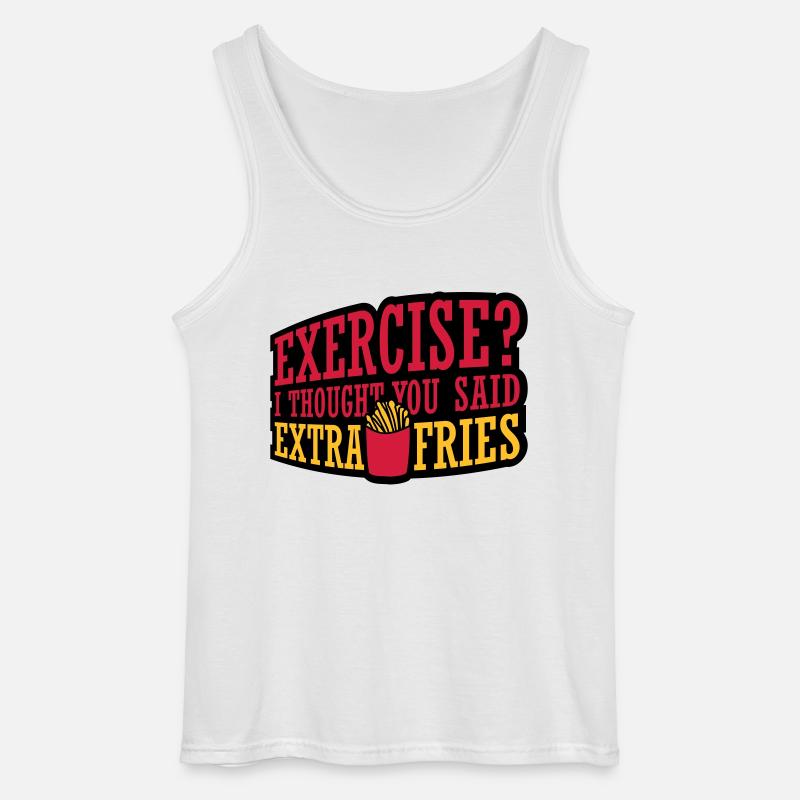 Exercise Extra Fries Zitat - Gildan Männer Tank Top - Weiß