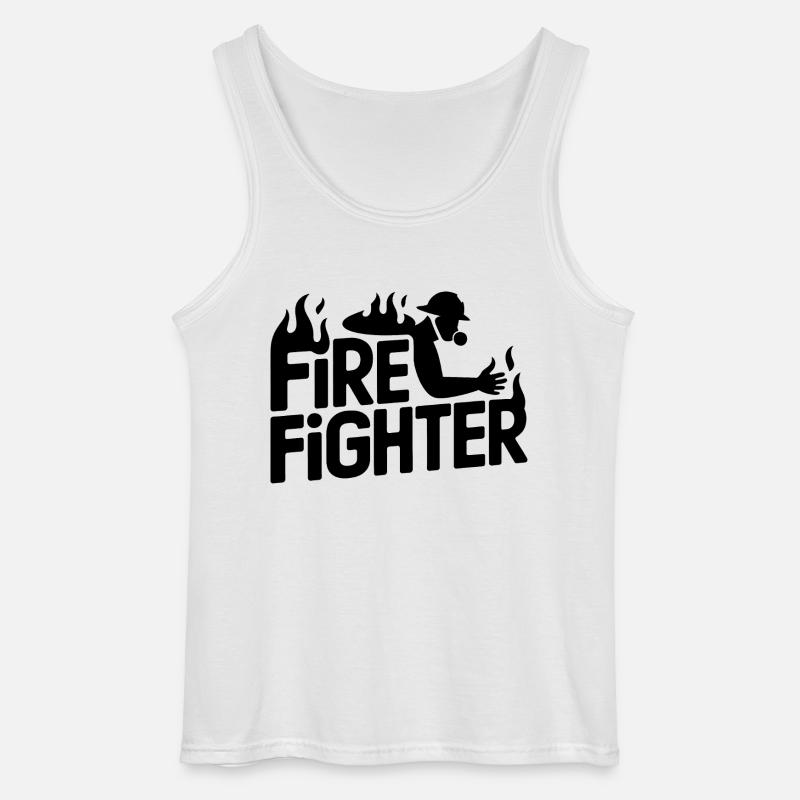 Fire fighter - Cool Hero Logo - Gildan Männer Tank Top - Weiß