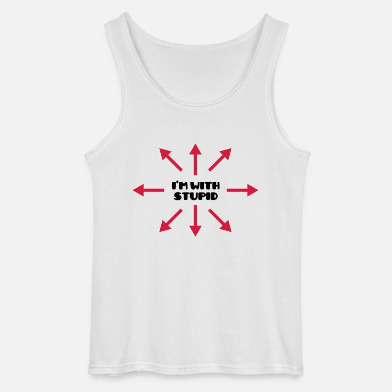 I'm with stupid :) (V) - Gildan Männer Tank Top - Weiß